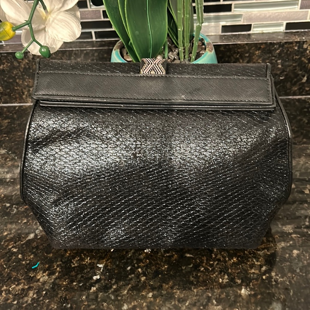 Henry Charles Michele Black Makeup Case Bag Pink Interior